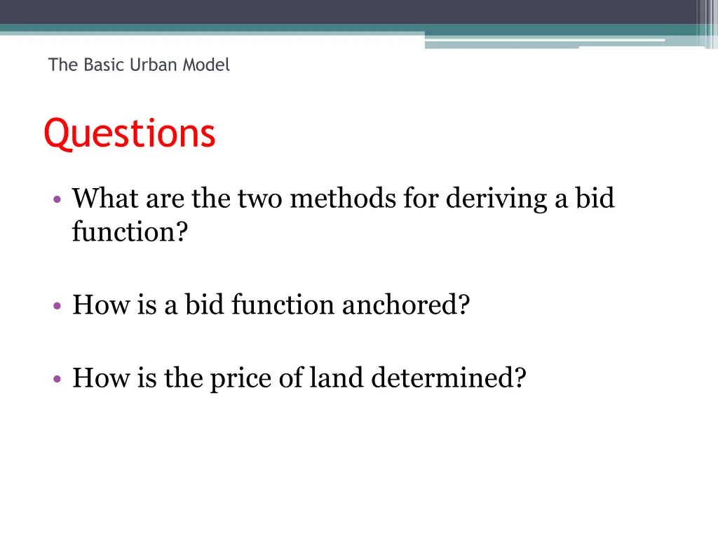 the basic urban model questions