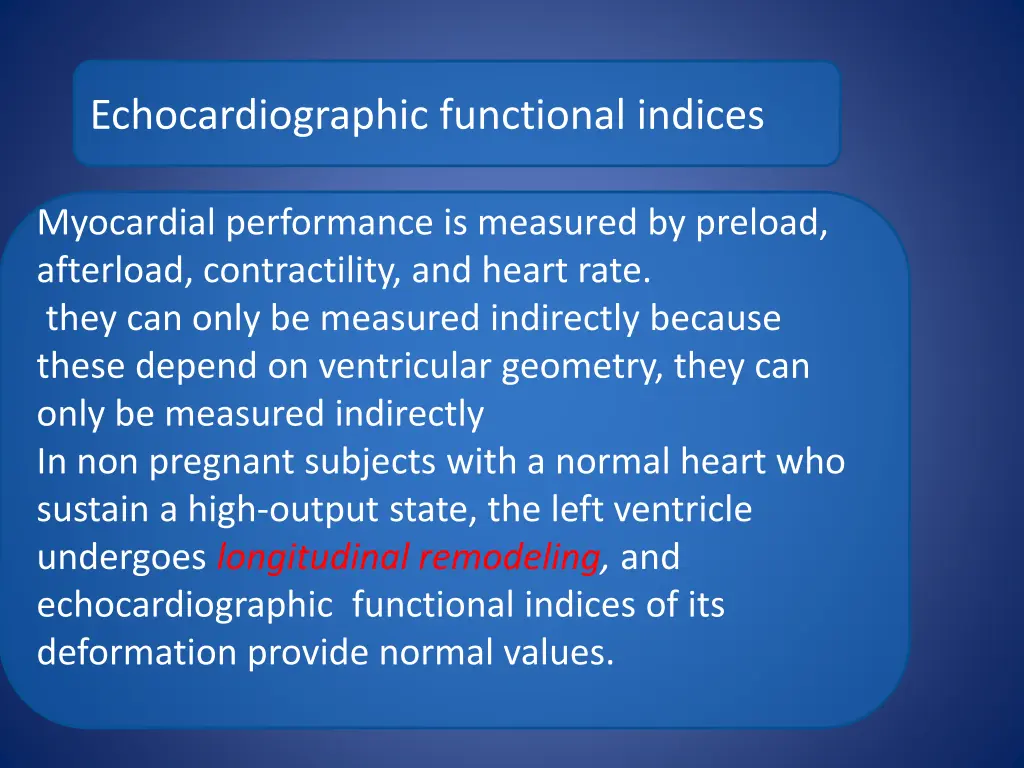 echocardiographic functional indices