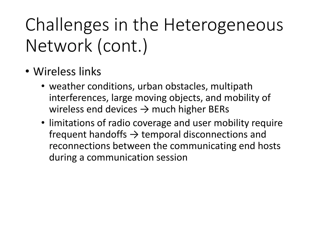 challenges in the heterogeneous network cont