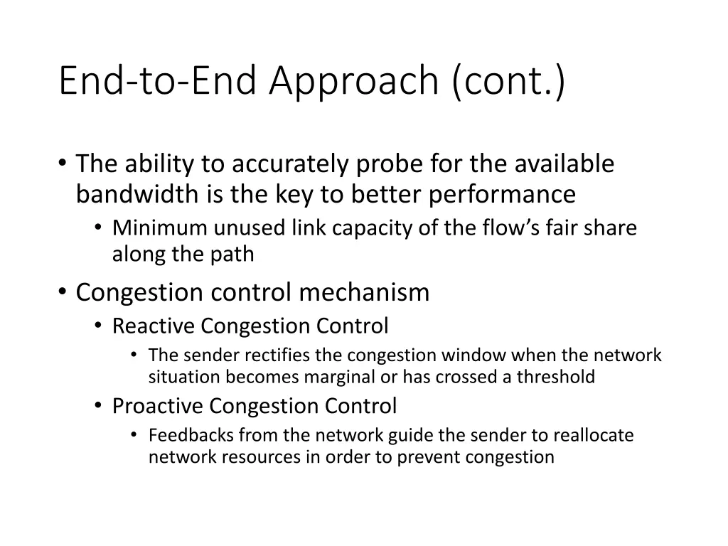 end to end approach cont