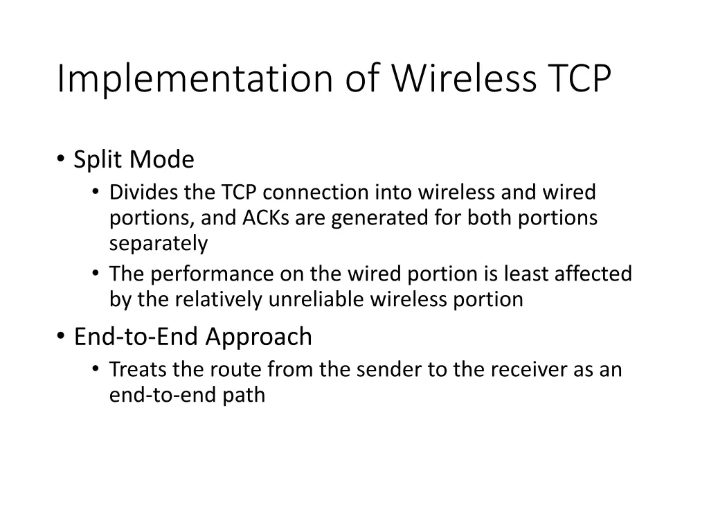 implementation of wireless tcp