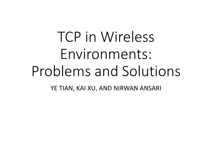 tcp in wireless environments problems