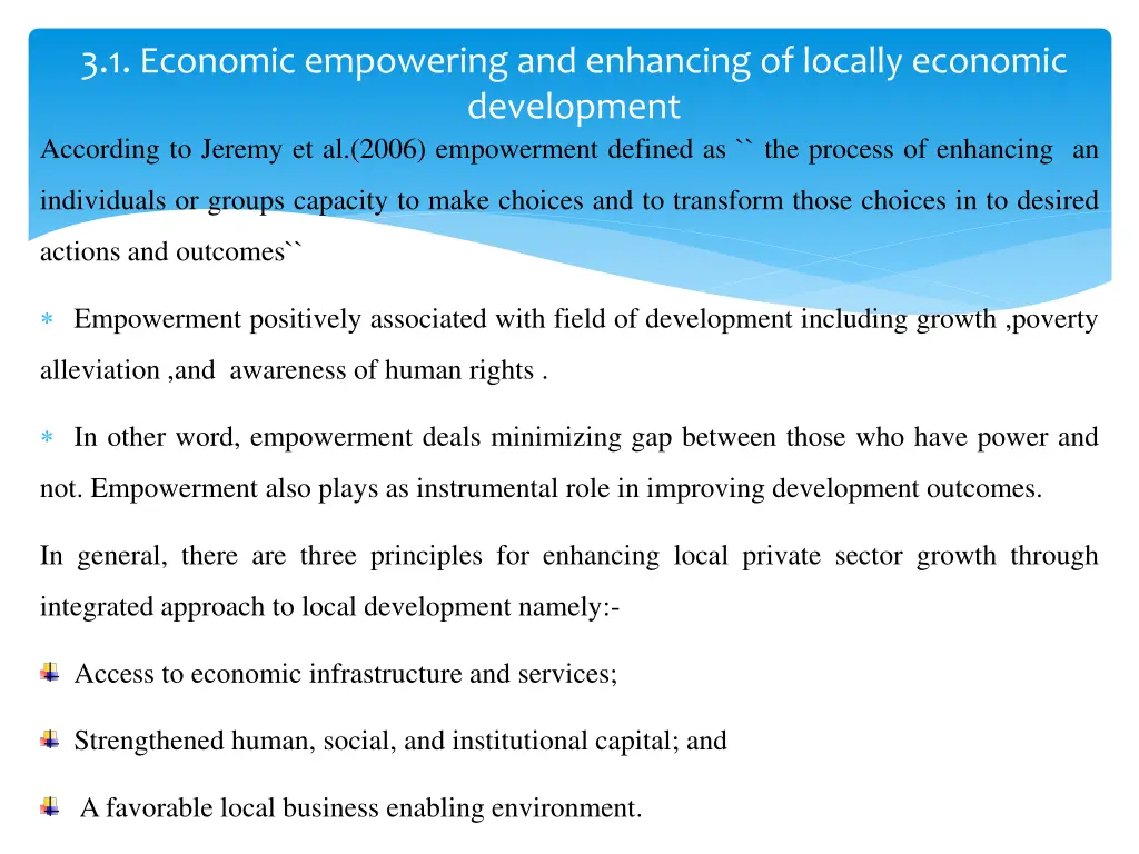 3 1 economic empowering and enhancing of locally