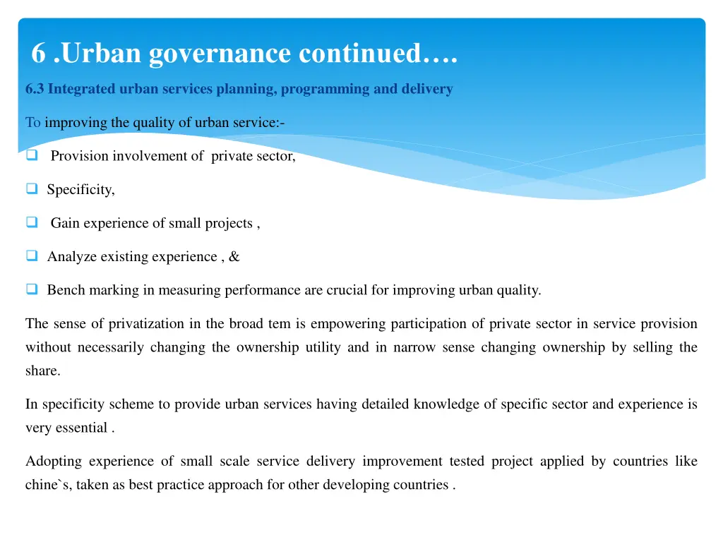 6 urban governance continued 1