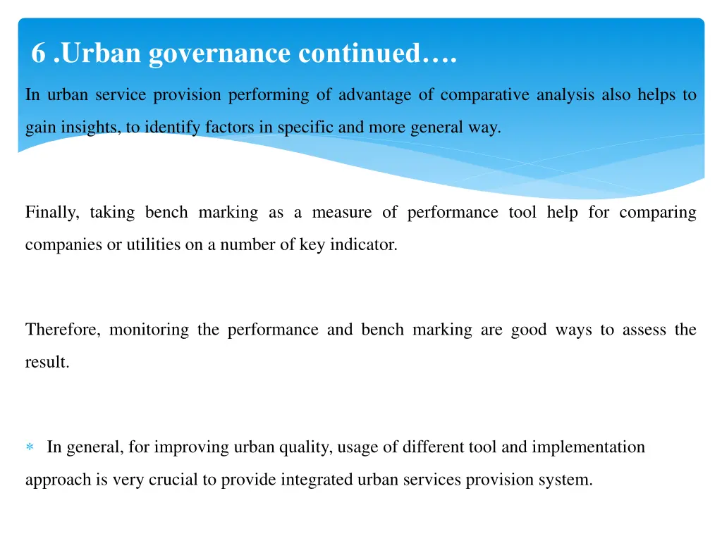 6 urban governance continued 2