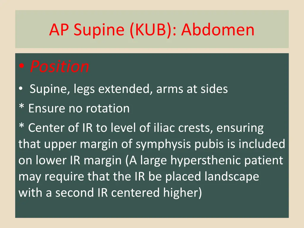 ap supine kub abdomen