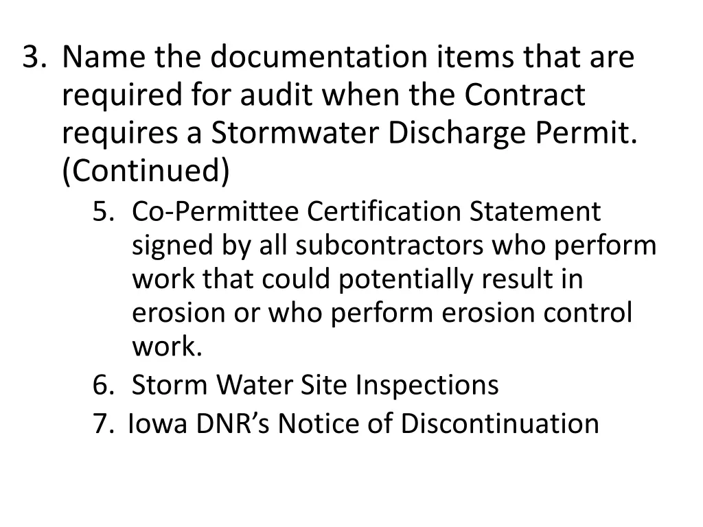 3 name the documentation items that are required