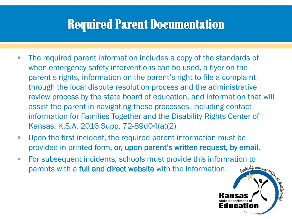 required parent documentation