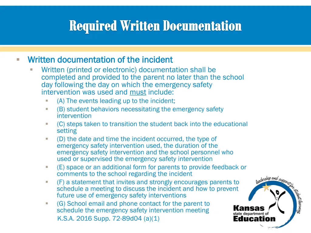 required written documentation