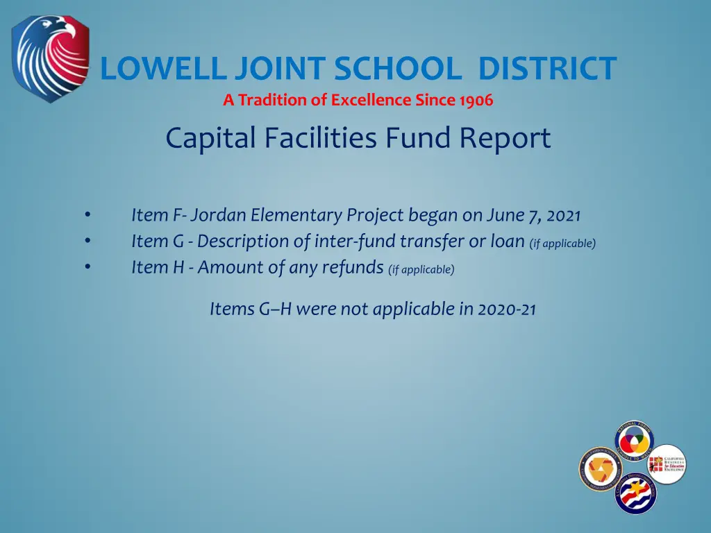 lowell joint school district a tradition 8