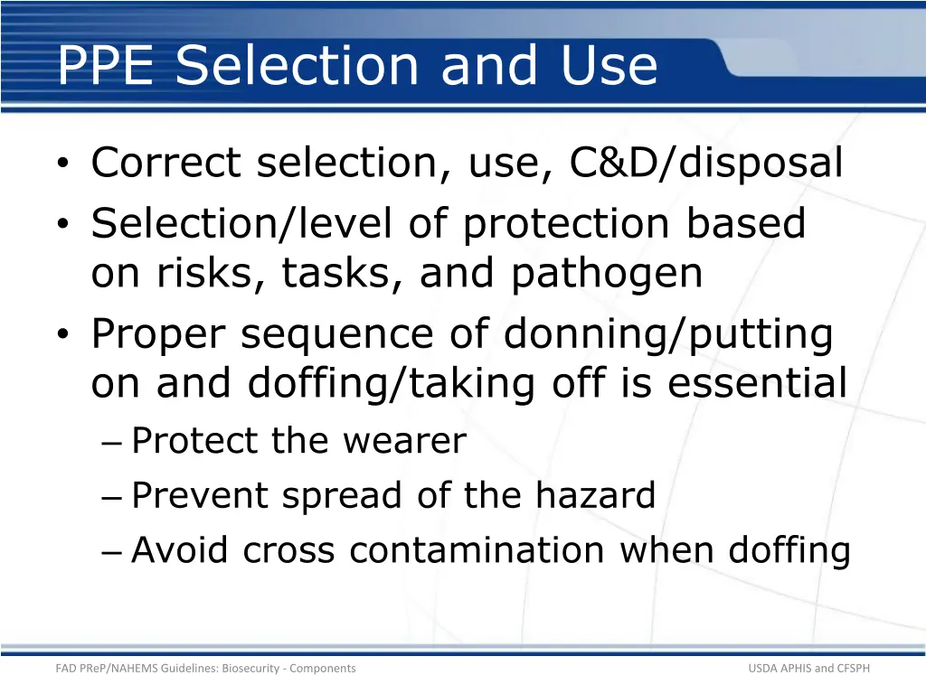 ppe selection and use