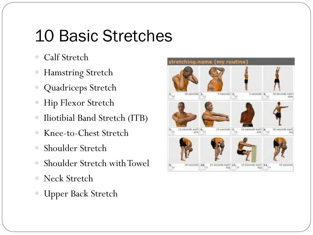 10 basic stretches