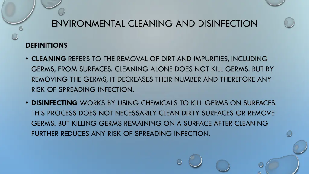 environmental cleaning and disinfection