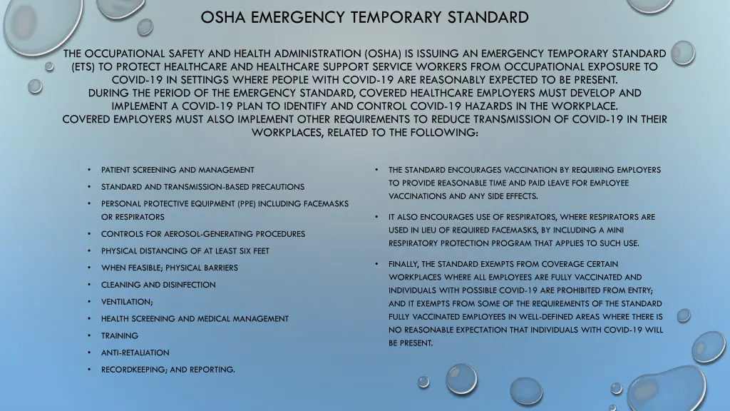 osha emergency temporary standard