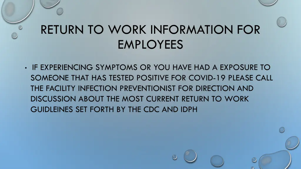 return to work information for employees