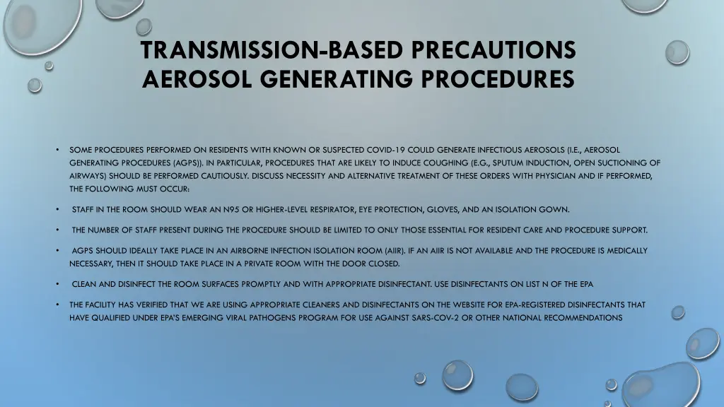 transmission based precautions aerosol generating