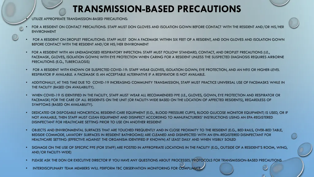 transmission based precautions