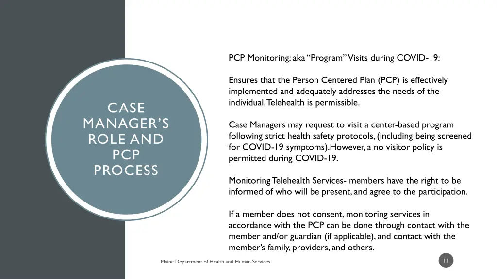 p cp monitoring aka program visits during covid 19