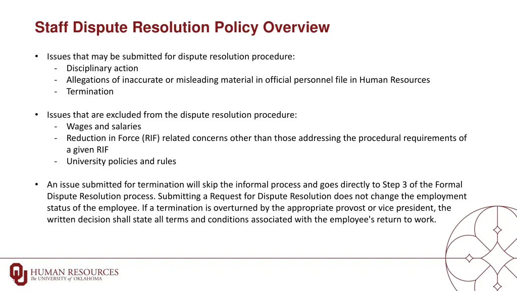 staff dispute resolution policy overview 1