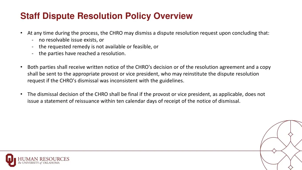 staff dispute resolution policy overview 2
