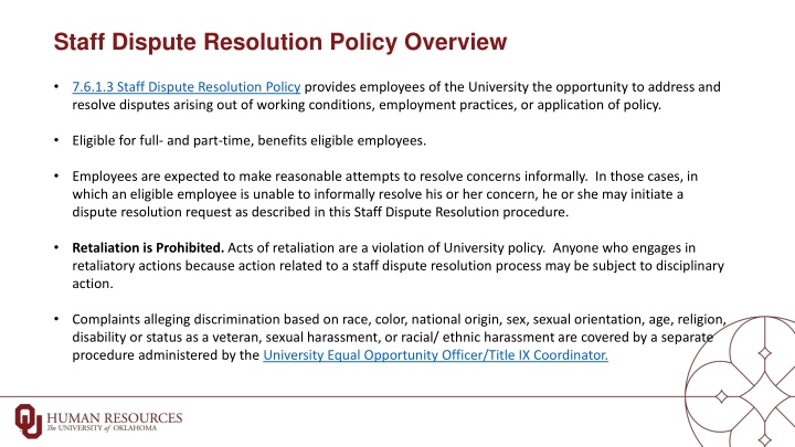 staff dispute resolution policy overview