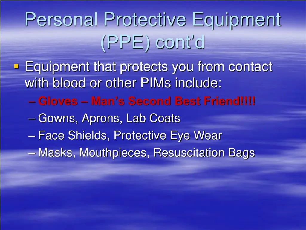 personal protective equipment ppe cont