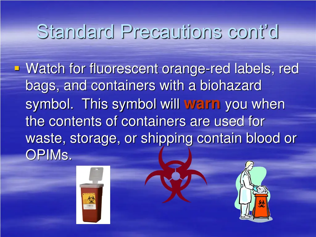 standard precautions cont d