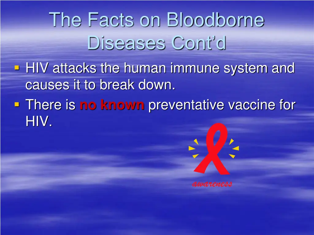the facts on bloodborne diseases cont 1
