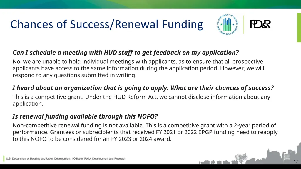 chances of success renewal funding