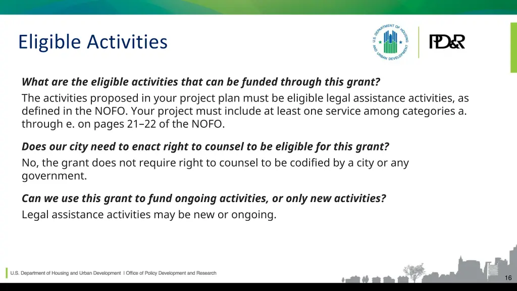 eligible activities faqs