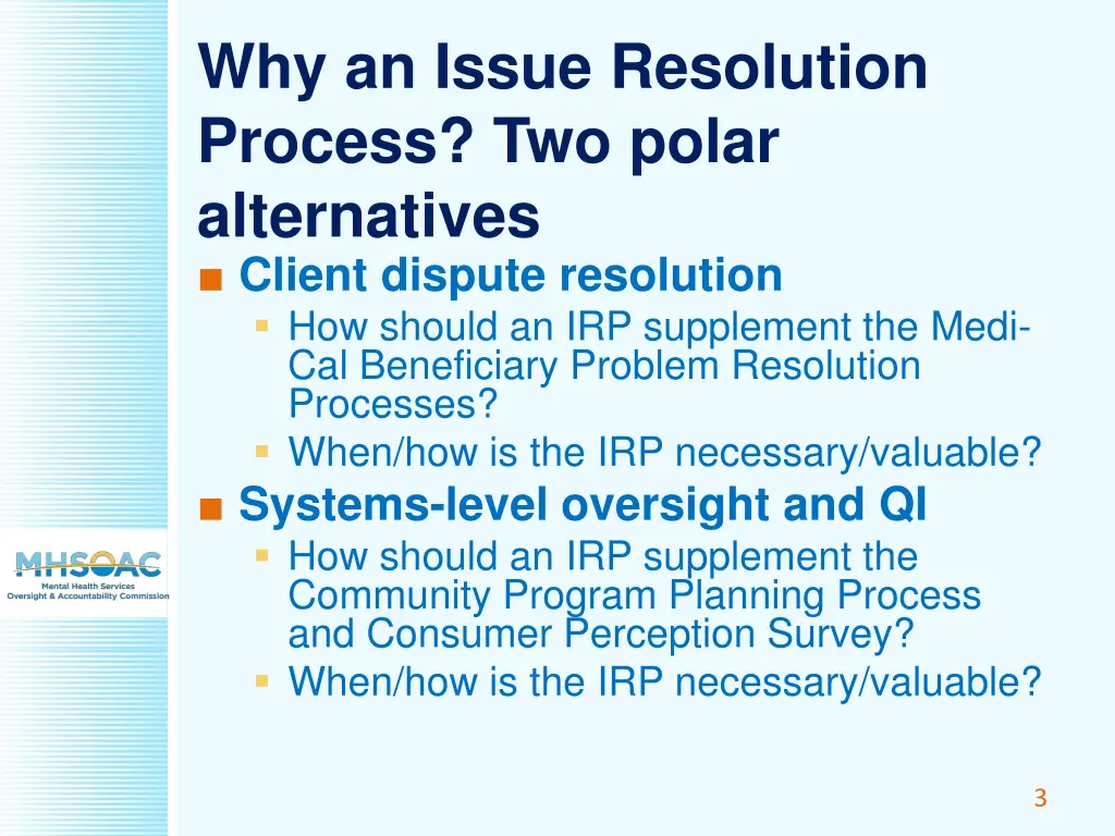 why an issue resolution process two polar