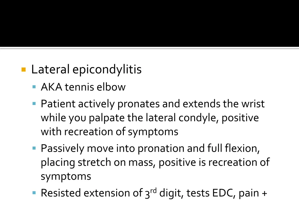 lateral epicondylitis aka tennis elbow patient