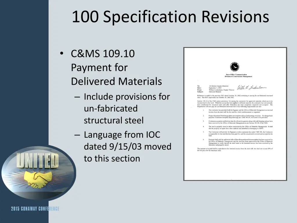 100 specification revisions