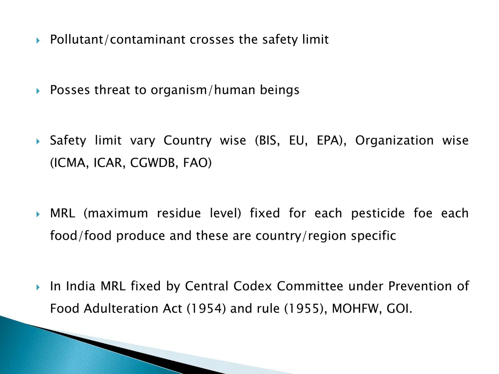 pollutant contaminant crosses the safety limit