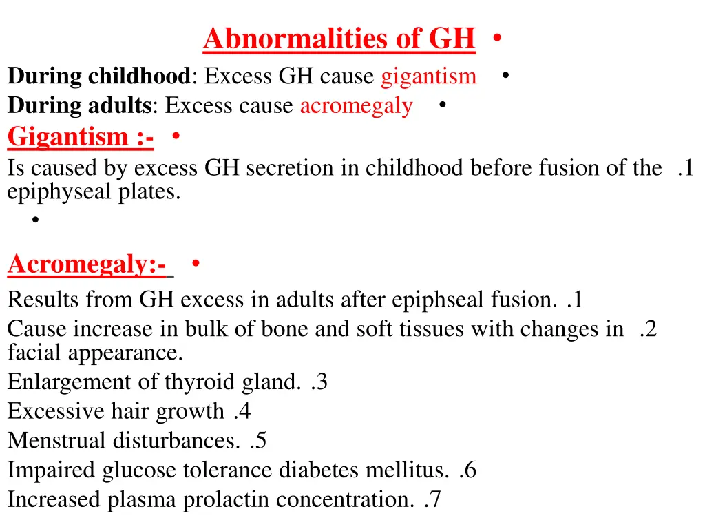 abnormalities of gh