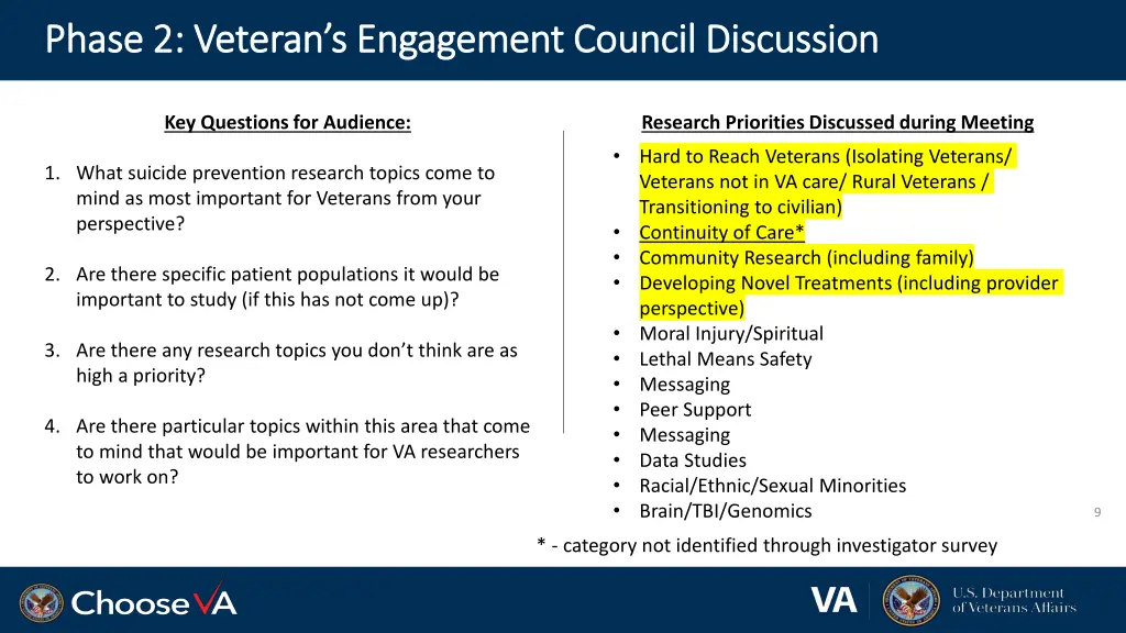 phase 2 veteran s engagement council discussion