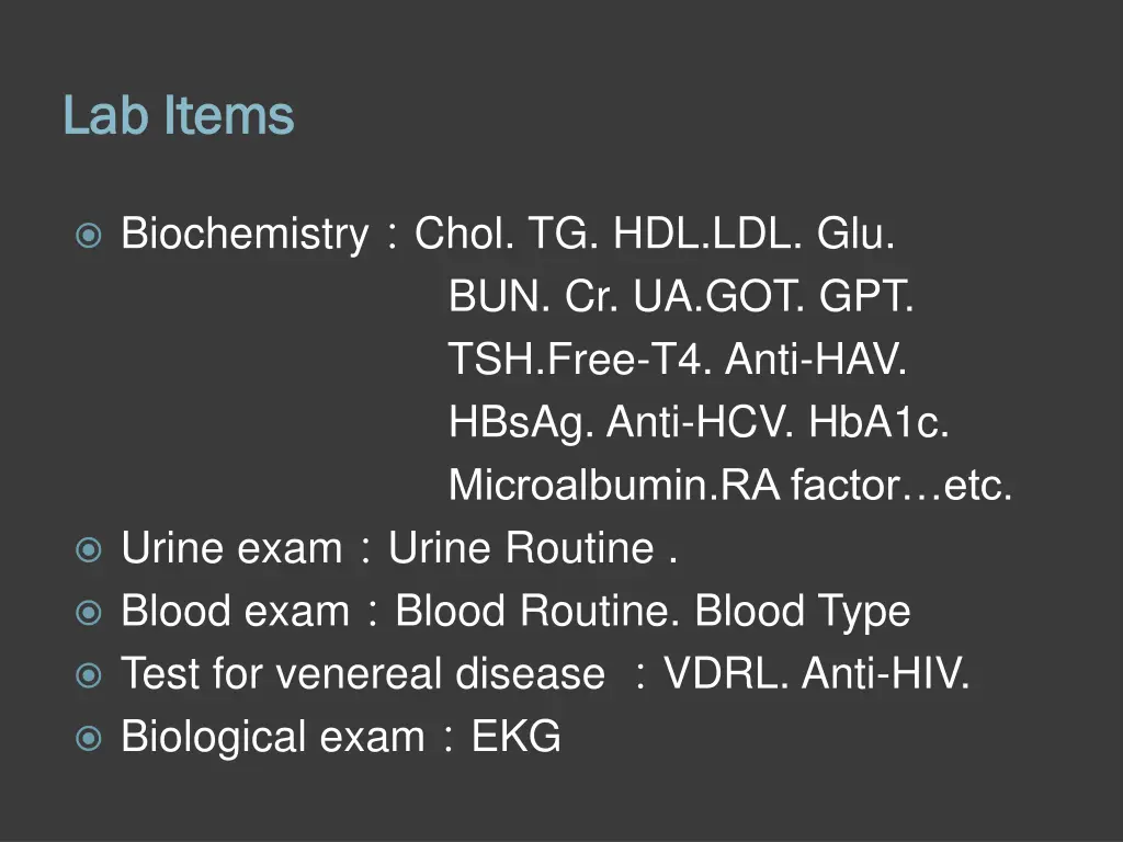 lab items lab items