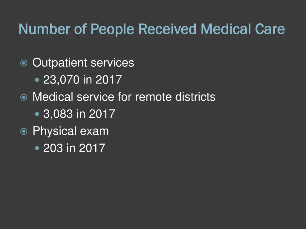 number of people received medical care number