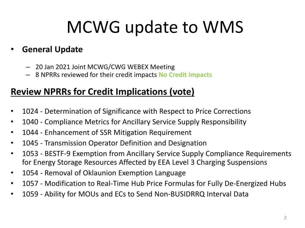 mcwg update to wms