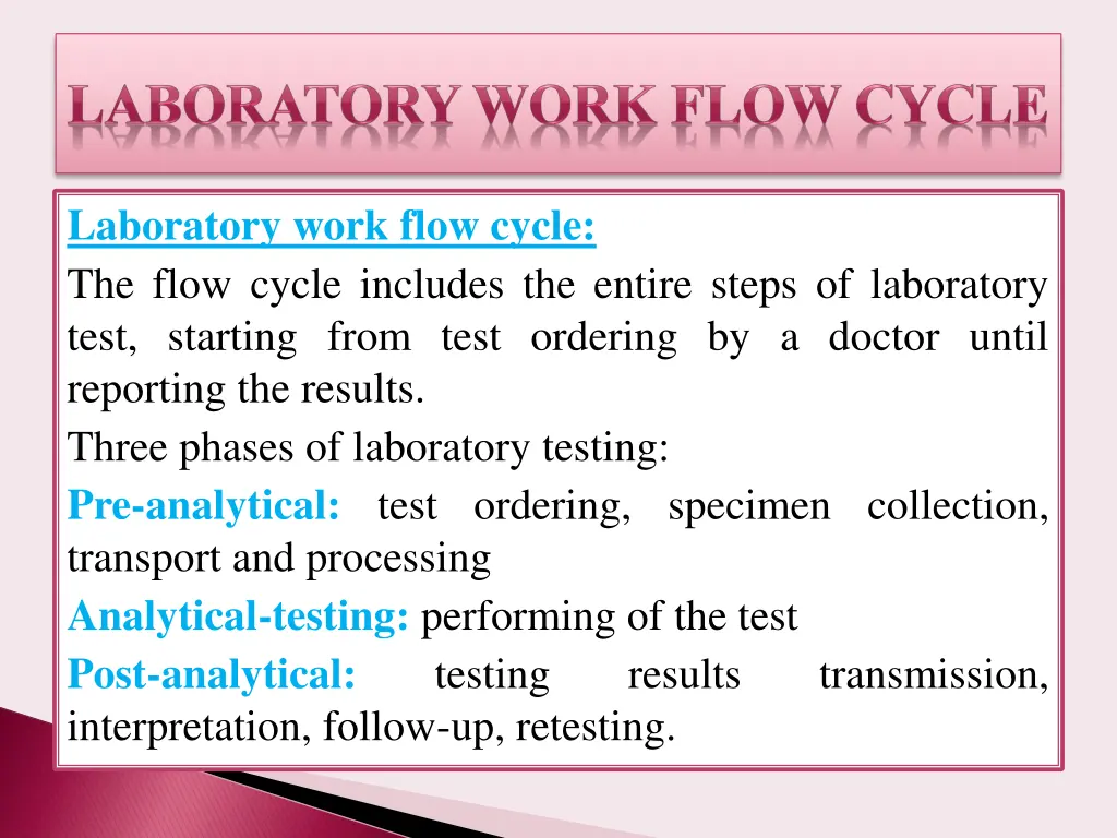 laboratory work flow cycle the flow cycle
