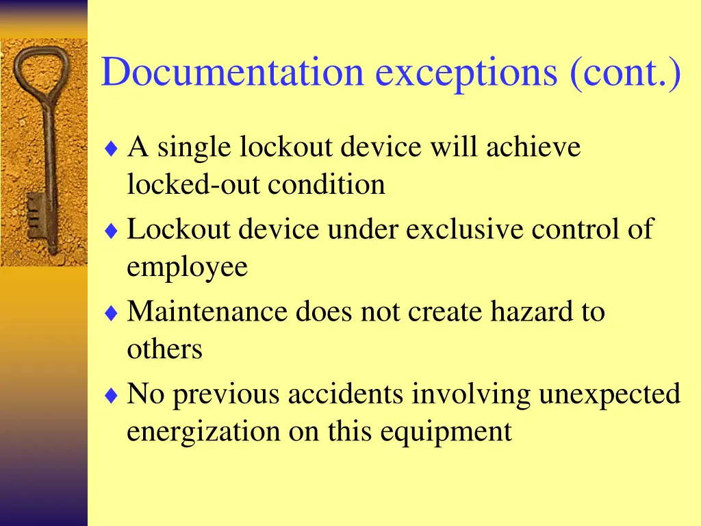 documentation exceptions cont