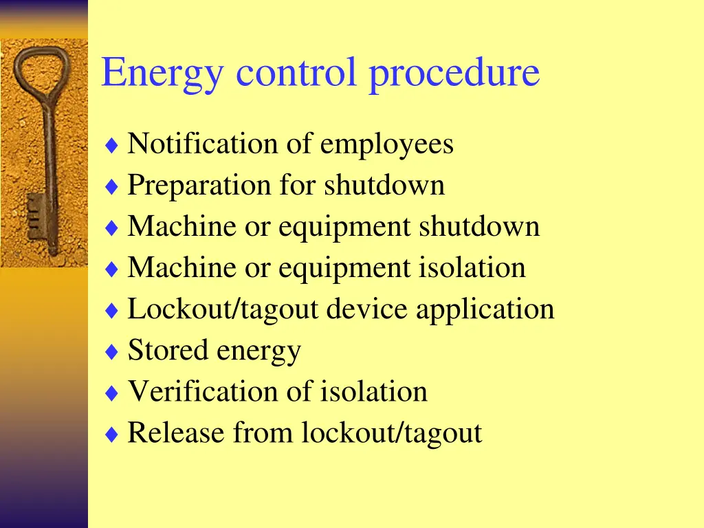 energy control procedure
