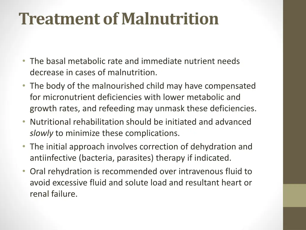 treatment of malnutrition