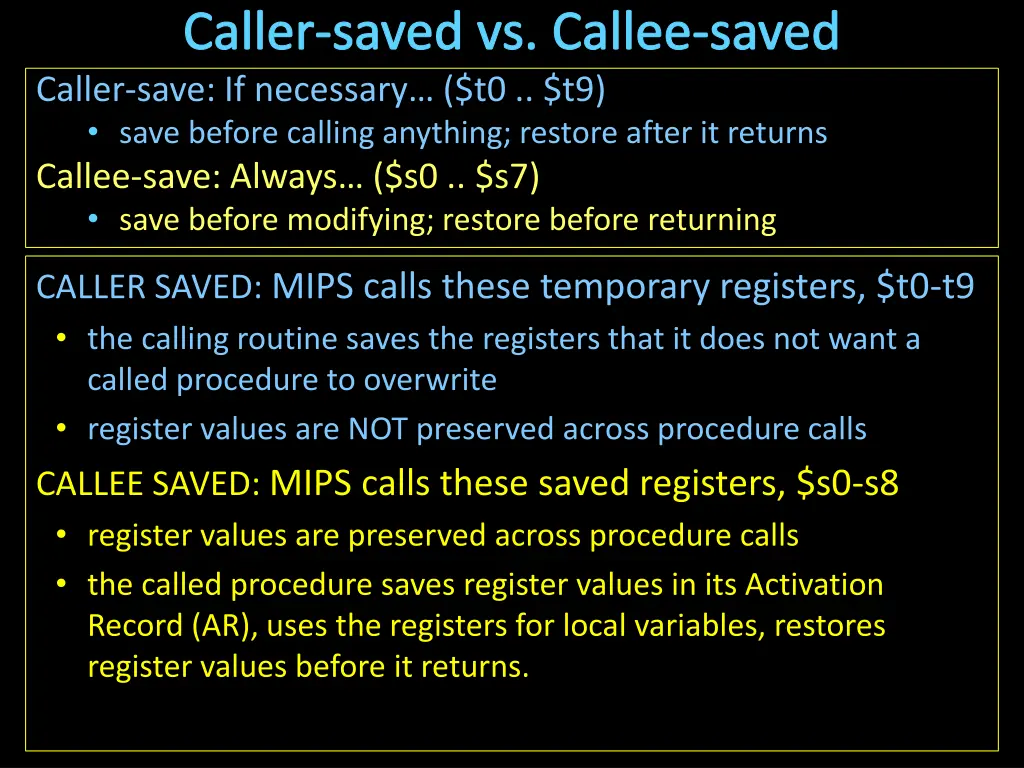caller saved vs callee saved caller save 3