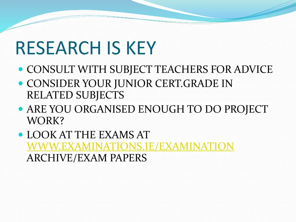 research is key consult with subject teachers