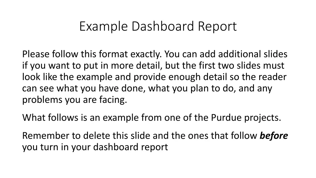 example dashboard report