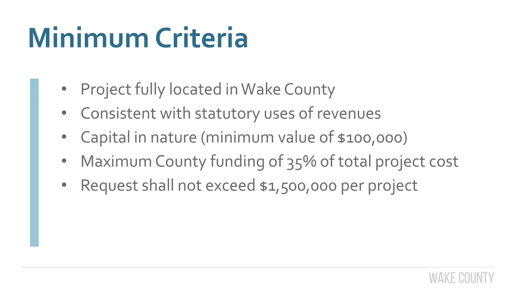 minimum criteria