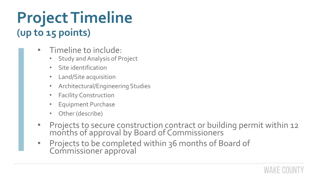project timeline up to 15 points