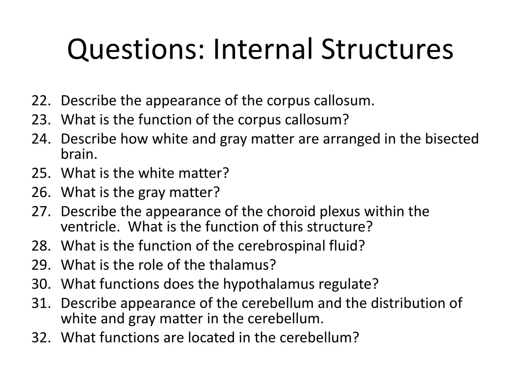 questions internal structures