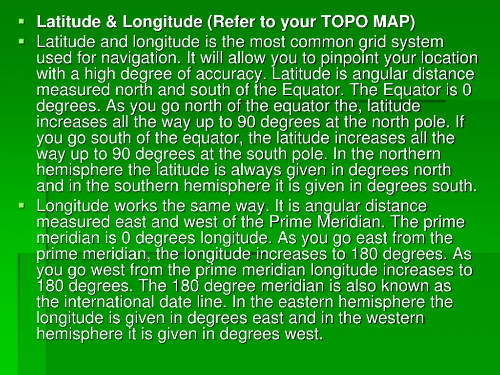 latitude longitude refer to your topo